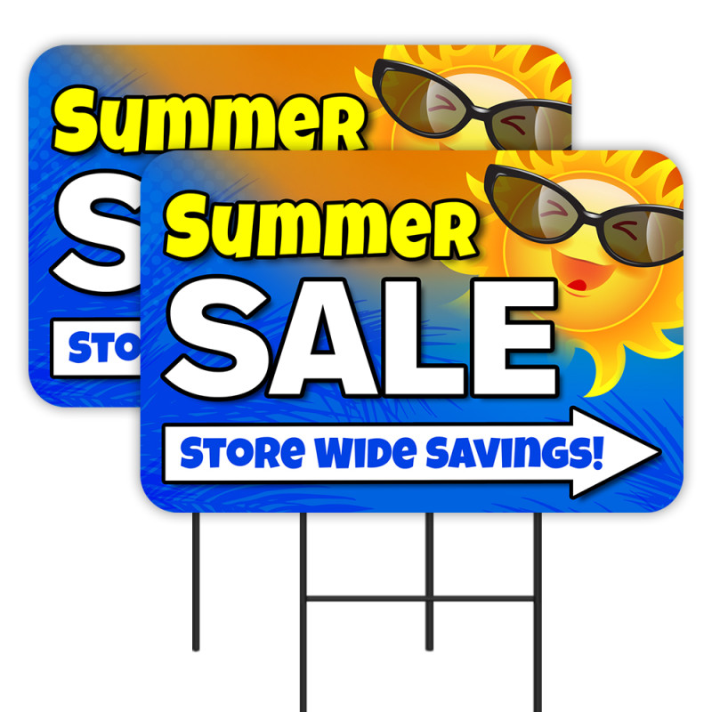 Summer Sale 2 Pack Double-Sided Yard Signs 16" x 24" with Metal Stakes (Made in Texas)