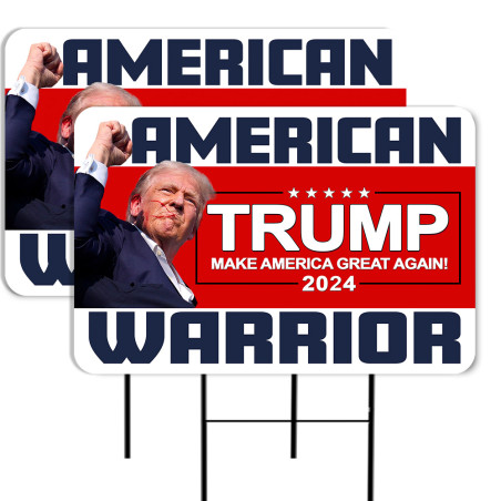 Trump American Warrior MAGA 2024 2 Pack Double-Sided Yard Signs 16