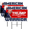 Trump American Warrior MAGA 2024 2 Pack Double-Sided Yard Signs 16" x 24" with Metal Stakes (Made in Texas)