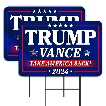 Trump Vance 2024 - Take America Back 2 Pack Double-Sided Yard Signs 16 ...