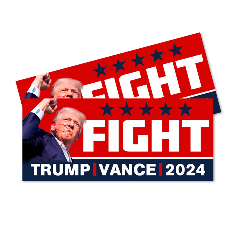 thumbnail interactive-video image 1 of Trump Vance 2024 Rectangle Bumper Sticker - 9 Inch Wide Vinyl - 10 Pack 1 of 3