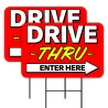 Drive Thru 2 Pack Double-Sided Yard Signs 16" x 24" with Metal Stakes (Made in Texas)