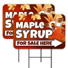 Maple Syrup For Sale 2 Pack Double-Sided Yard Signs 16" x 24" with Metal Stakes (Made in Texas)