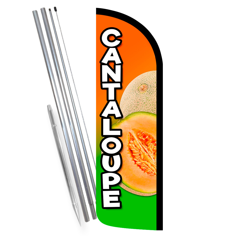 Cantaloupe Premium Windless Feather Flag Bundle (Complete Kit) OR Optional Repla