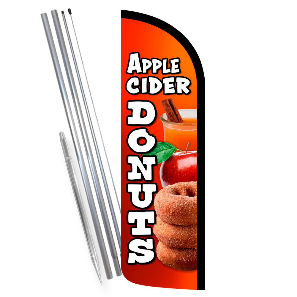 Apple Cider Donuts Premium Windless Feather Flag Bundle (Complete Kit) OR Option
