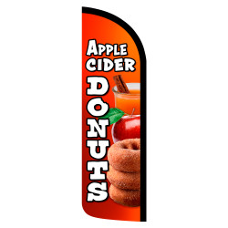 Apple Cider Donuts Premium Windless Feather Flag Bundle (Complete Kit) OR Optional Replacement Flag Only