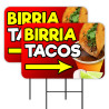 Birria Tacos 2 Pack Double-Sided Yard Signs 16" x 24" with Metal Stakes (Made in Texas)