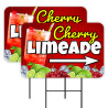 Cherry Limeade 2 Pack Double-Sided Yard Signs 16" x 24" with Metal Stakes (Made in Texas)