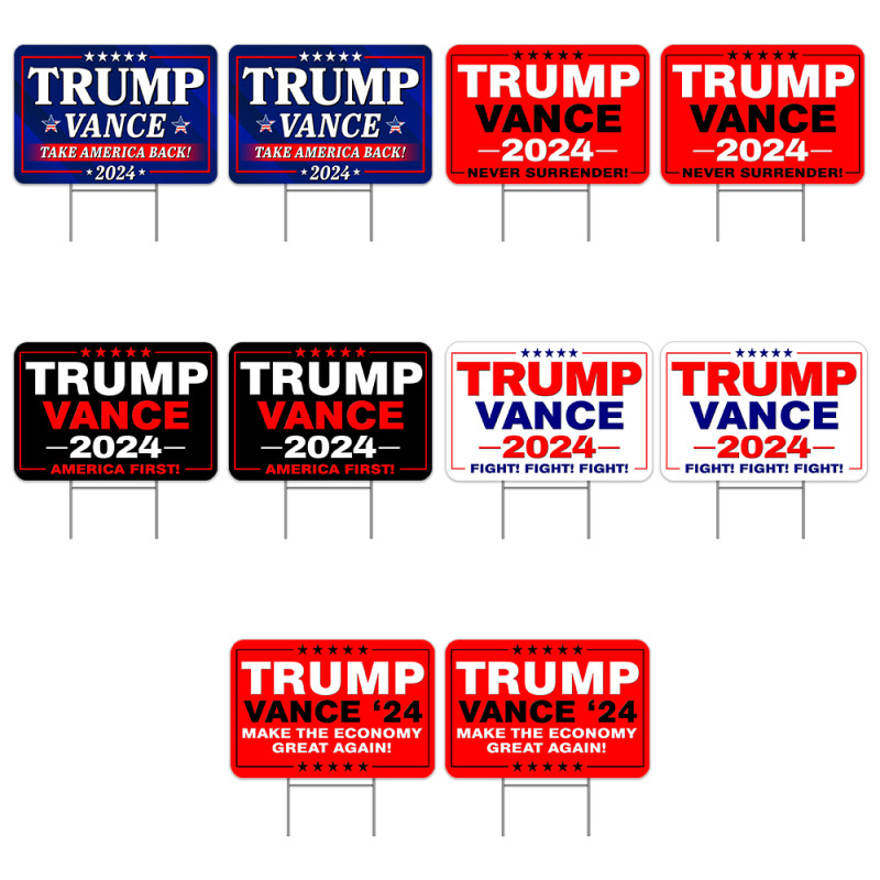 Trump Vance 2024 Set 1 - 10 Pack Yard Signs - Each Sign is 24" x 16" Single-Sided and Comes with Metal Stake Made in The USA