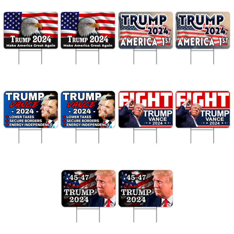 Trump Vance 2024 Set 2 - 10 Pack Yard Signs - Each Sign is 24" x 16" Single-Sided and Comes with Metal Stake Made in The USA