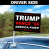 Trump Vance 2024 - America First Car Flag Set - 16" x 12" Hemless