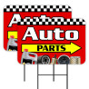 Auto Parts 2 Pack Double-Sided Yard Signs 16" x 24" with Metal Stakes (Made in Texas)