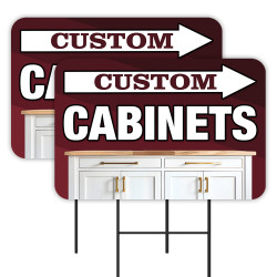 Cabinets 2 Pack Double-Sided Yard Signs 16" x 24" with Metal Stakes (Made in Texas)