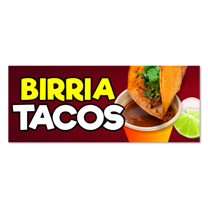 Birria Tacos Vinyl Banner with Optional Sizes (Made in the USA)