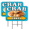 Crab Cakes 2 Pack Double-Sided Yard Signs 16" x 24" with Metal Stakes (Made in Texas)