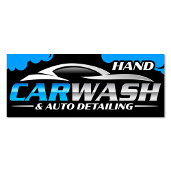 Hand Car Wash & Auto Detailing Vinyl Banner with Optional Sizes (Made in the USA)