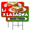 Lasagna 2 Pack Double-Sided Yard Signs 16" x 24" with Metal Stakes (Made in Texas)