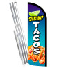 Shrimp Tacos Premium Windless Feather Flag Bundle (Complete Kit) OR Optional Replacement Flag Only