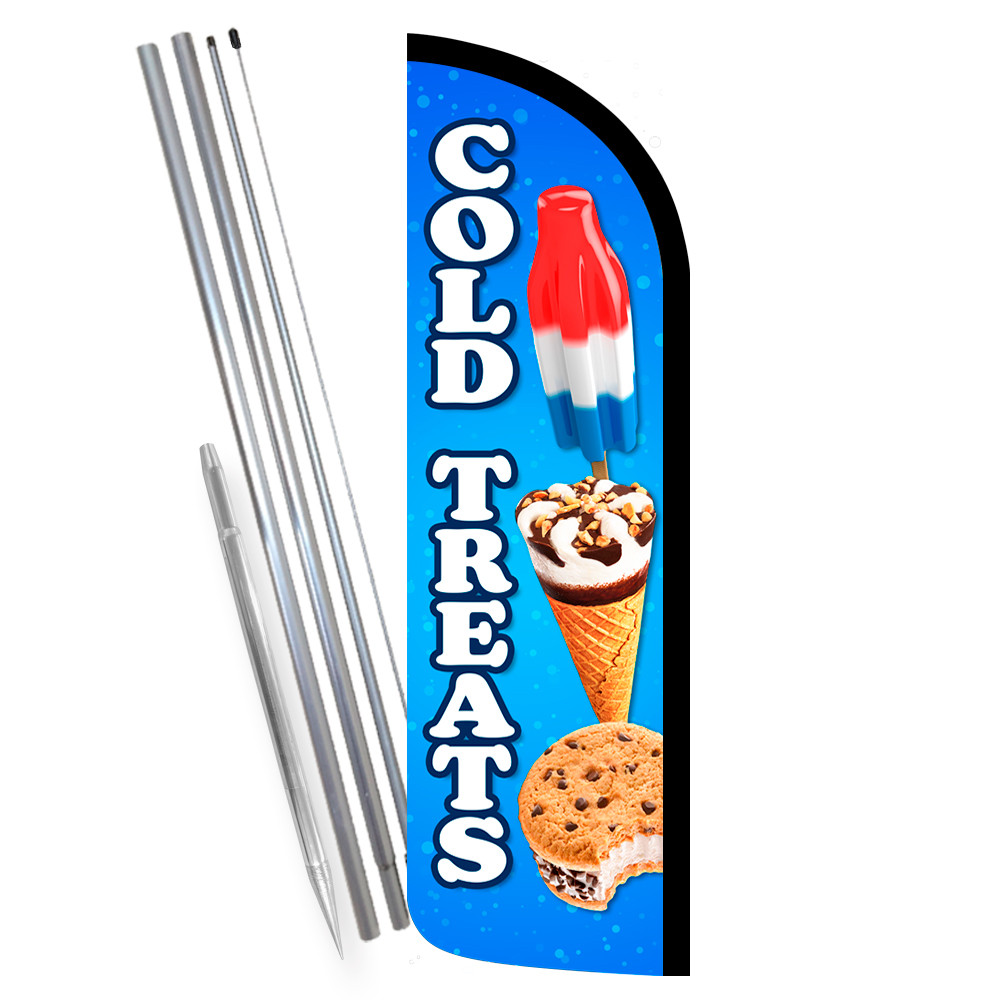Cold Treats - Ice Cream Premium Windless Feather Flag Bundle (Complete Kit) OR O - Picture 2 of 4