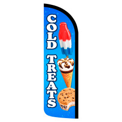 Cold Treats - Ice Cream Premium Windless Feather Flag Bundle (Complete Kit) OR Optional Replacement Flag Only