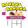 Banana Splits 2 Pack Double-Sided Yard Signs 16" x 24" with Metal Stakes (Made in Texas)