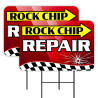 Rock Chip Repair - Auto Glass 2 Pack Double-Sided Yard Signs 16" x 24" with Metal Stakes (Made in Texas)