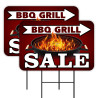 BBQ Grill Sale 2 Pack Double-Sided Yard Signs 16" x 24" with Metal Stakes (Made in Texas)