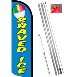 SHAVED ICE Premium Windless Feather Flag Bundle (11.5' Tall Flag, 15' Tall Flagpole, Ground Mount Stake) Printed in the USA 8410