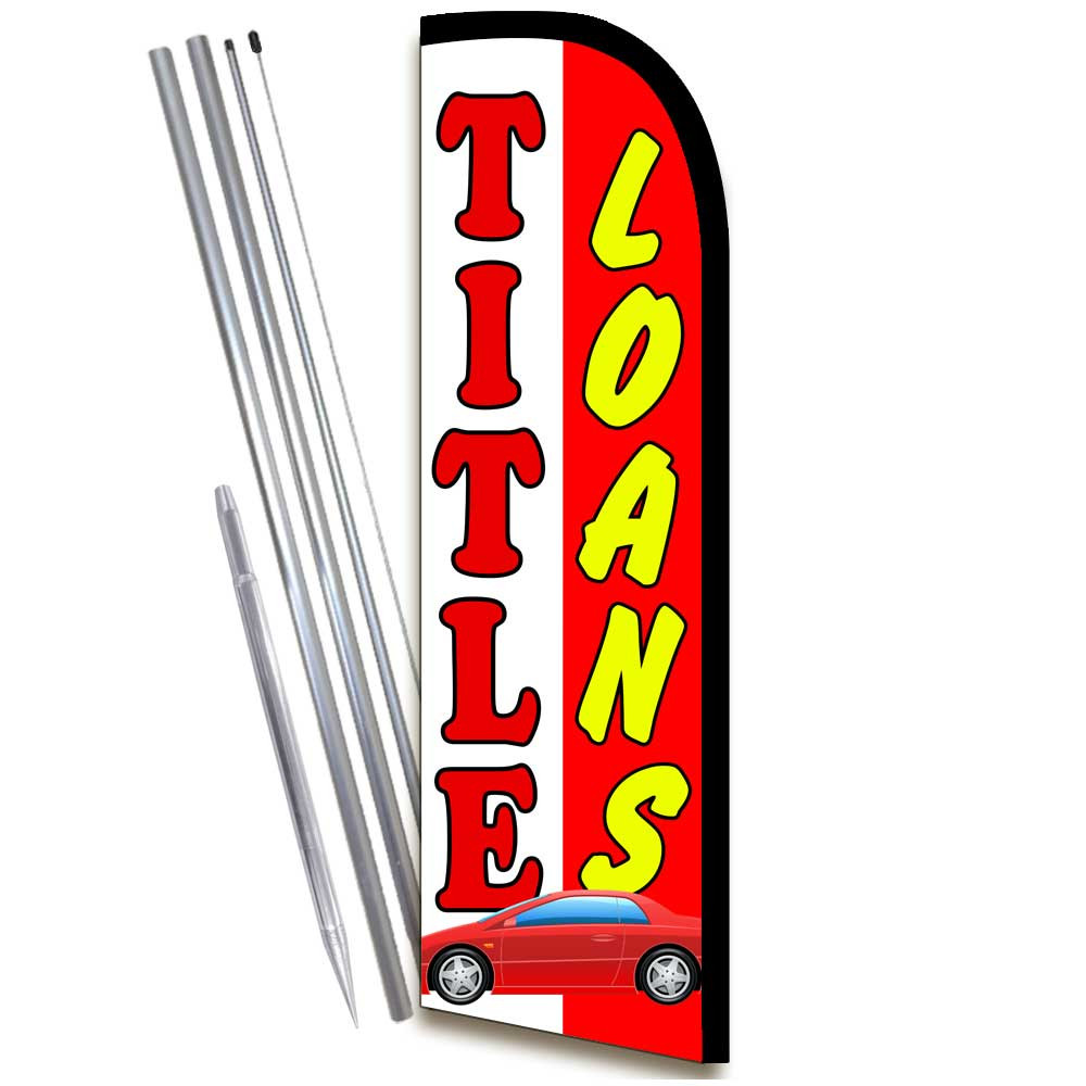 Title Loans Windless Feather Flag Bundle (Complete Kit) OR Optional Replacement