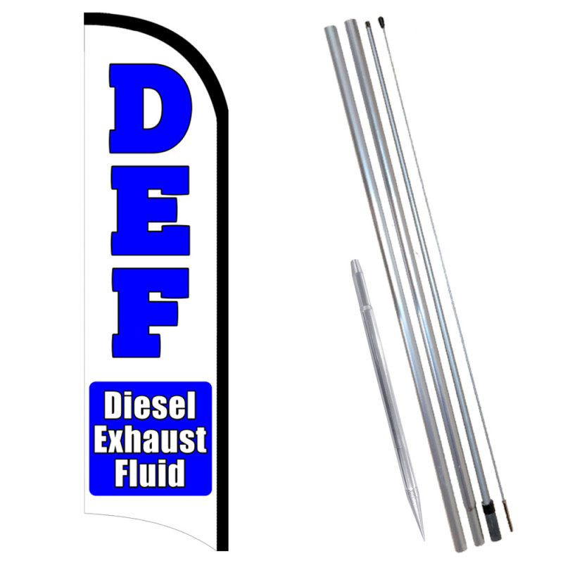 DEF Diesel Exhaust Fluid Premium Windless  Feather Flag Bundle (Complete Kit) OR Optional Replacement Flag Only