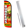 Best Burgers In Town Premium Windless  Feather Flag Bundle (Complete Kit) OR Optional Replacement Flag Only