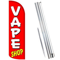 VAPE SHOP Windless Feather Flag Bundle (Complete Kit) OR Optional Replacement Flag Only