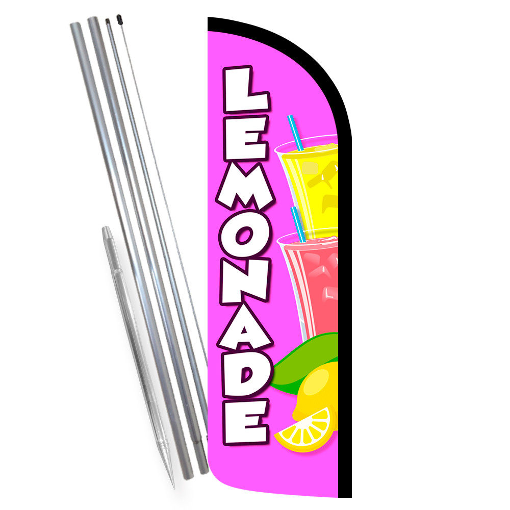 Lemonade – Pink Premium Windless Feather Flag Bundle (Complete Kit) OR Optional
