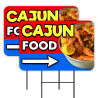 Cajun Food 2 Pack Double-Sided Yard Signs 16" x 24" with Metal Stakes (Made in Texas)