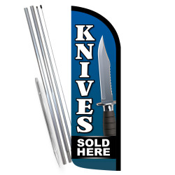 Knives Sold Here Premium Windless Feather Flag Bundle (Complete Kit) OR Optional Replacement Flag Only