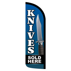 Knives Sold Here Premium Windless Feather Flag Bundle (Complete Kit) OR Optional Replacement Flag Only