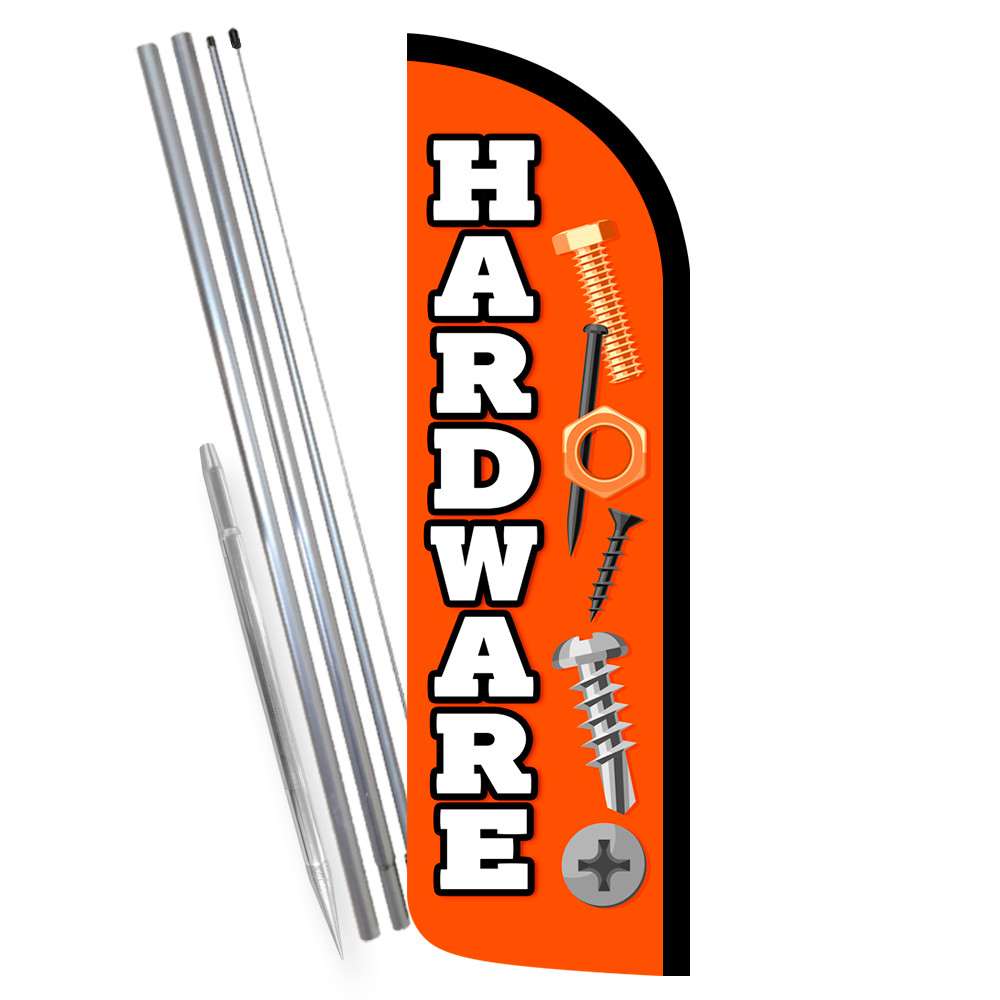 HARDWARE Premium Windless Feather Flag Bundle (Complete Kit) OR Optional Replace