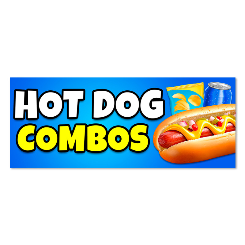 Hot Dog Combos Vinyl Banner with Optional Sizes (Made in the USA)