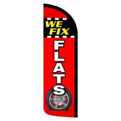 We Fix Flats - Tires Premium Windless Feather Flag Bundle (Complete Kit) OR Optional Replacement Flag Only