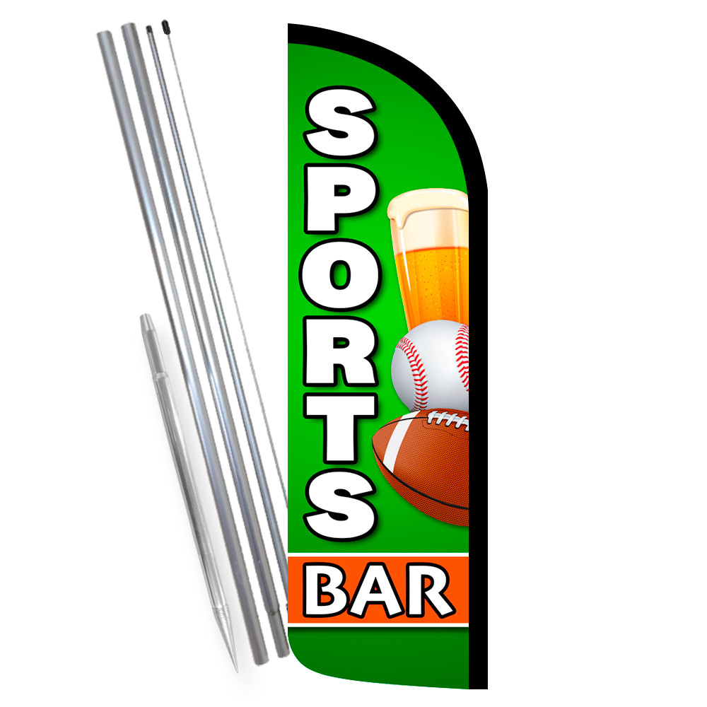 Sports Bar Premium Windless Feather Flag Bundle (Complete Kit) OR Optional Repla
