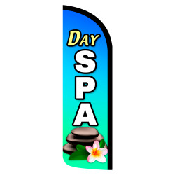 Day Spa Premium Windless Feather Flag Bundle (Complete Kit) OR Optional Replacement Flag Only