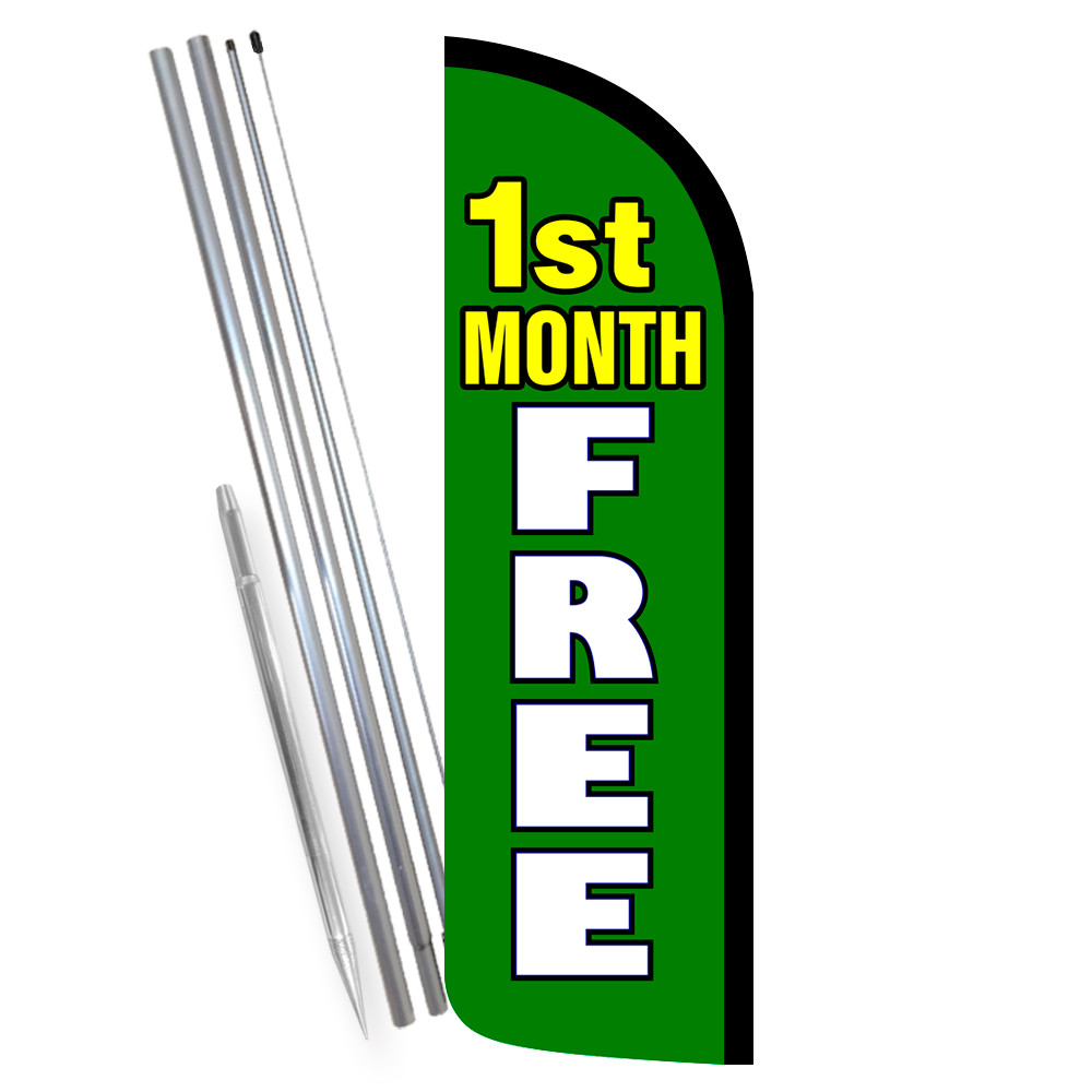 1st Month Free (Green) Premium Windless Feather Flag Bundle (Complete Kit) OR Op