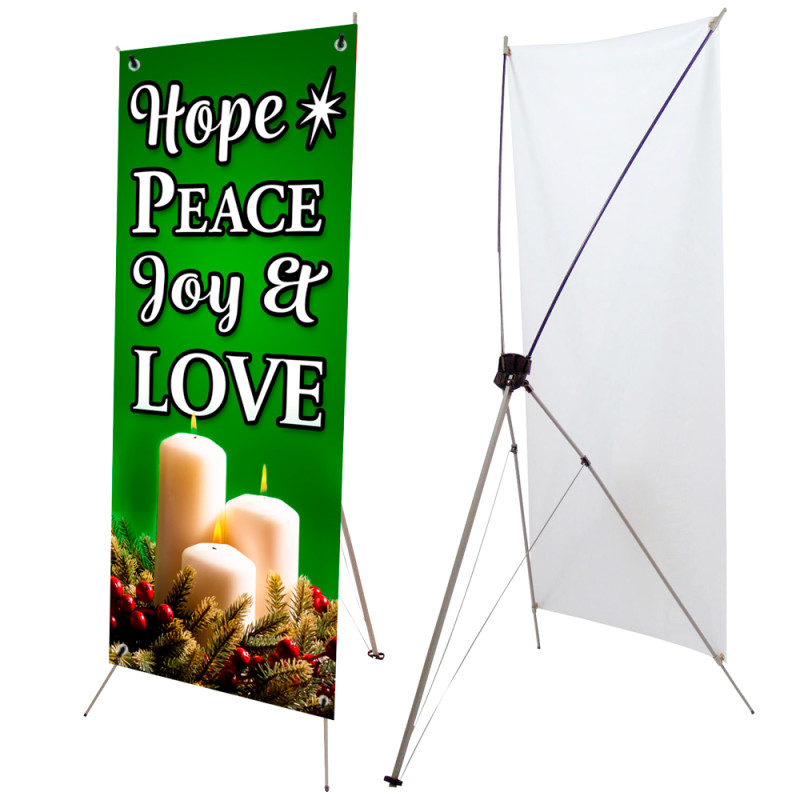 Hope Peace Joy Love - Advent 2.5' x 6' X-Banner Kit (Printed in the USA)