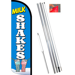 Milk Shakes (Blue/White) Windless Feather Flag Bundle (11.5' Tall Flag, 15' Tall Flagpole, Ground Mount Stake) 841098167844