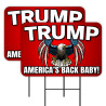 Trump - America's Back Baby 2 Pack Double-Sided Yard Signs 16" x 24" with Metal Stakes (Made in Texas)