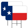 Texas State Flag 2 Pack Double-Sided Yard Signs 16" x 24" with Metal Stakes (Made in Texas)