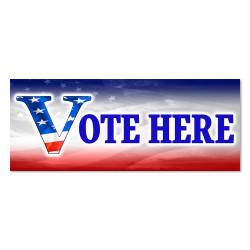 Vote Here Vinyl Banner with Optional Sizes (Made in the USA)