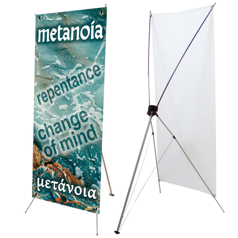 Metanoia - Repentance - Change Of Mind 2.5' x 6' Church X-Banner Kit (Printed in the USA)