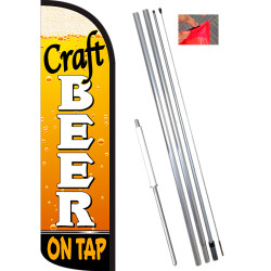 Craft Beer ON TAP Windless Feather Flag Bundle (11.5' Tall Flag, 15' Tall Flagpole, Ground Mount Stake)