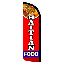 Haitian Food Premium Windless Feather Flag Bundle (Complete Kit) OR Optional Replacement Flag Only